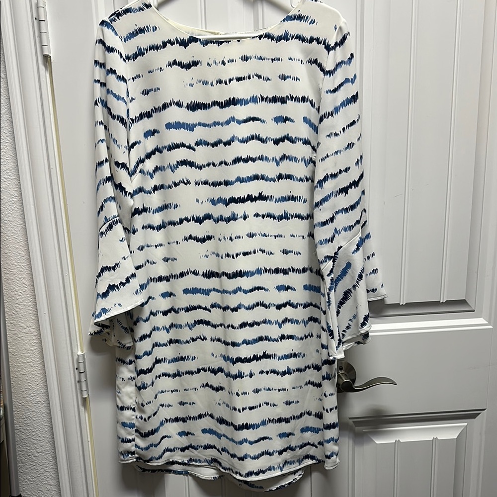 Veronica M Blue and White Striped Dress